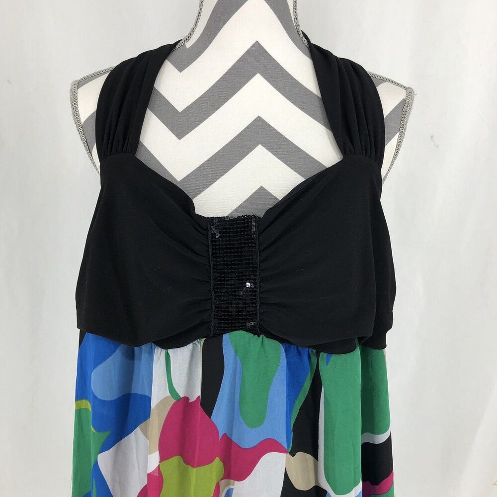 Venezia Sequin Abstract Floral Halter Babydoll Dress 18/20